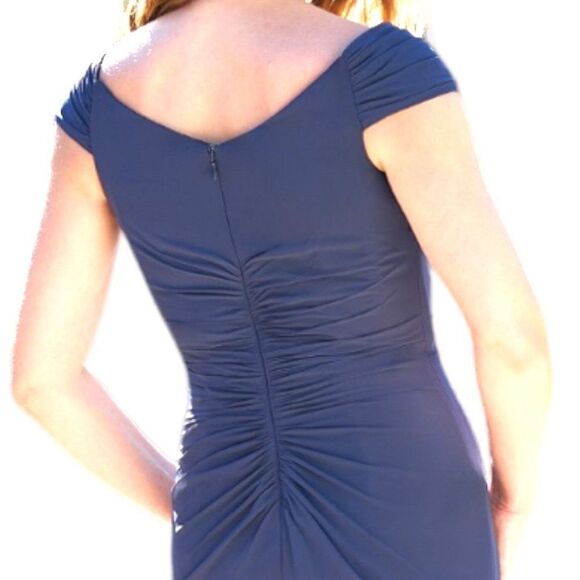 JADE BY JASMINE Women's Navy Portrait Neckline Chiffon Maxi Dress Size 2 NWT🌟 - Picture 4 of 4